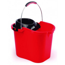 Cubo rectangular rojo 16 L. con escurridor